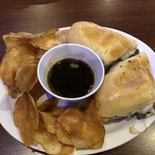 French Dip with au jus &amp; Saratoga Chips