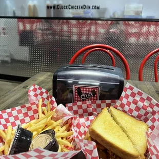 Buffalo chicken sandwich side of fries