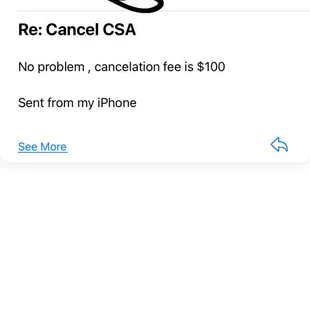 response to cancellation - I accepted the fee.