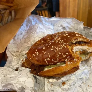 Angry Bird sandwich and fries
