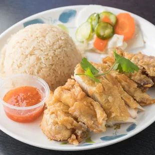 Fried Hainan Chicken Rice