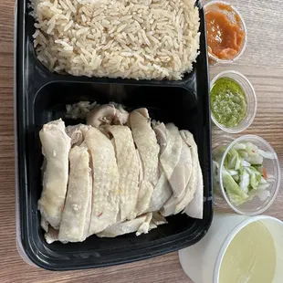 Half dark half white hainan chicken  with rice