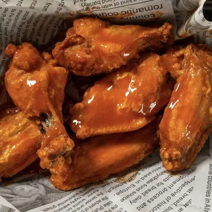 chicken wings in a basket