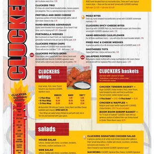 menu for cluckers