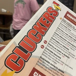 a menu for cluckers