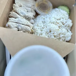 Hainan Chicken Rice (Khao Mun Gai) with consommé