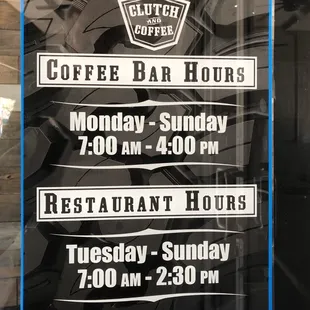 Kitchen closed Mondays, hours