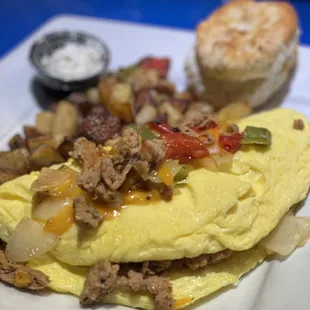 Omelette with chicken sausage