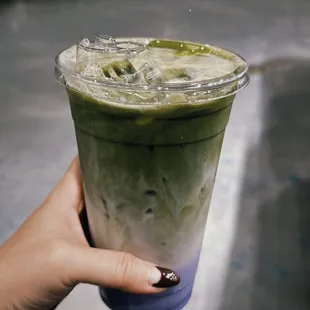 Ube matcha latte