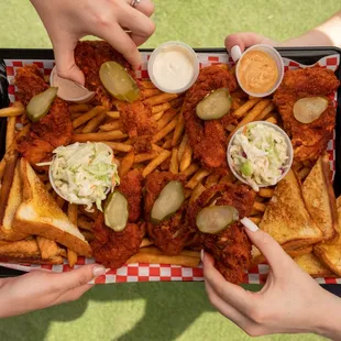 Bring the whole family by for some Nashville hot chicken tenders. Choose from no spice to Cluck It Like Its Hottt spicy!