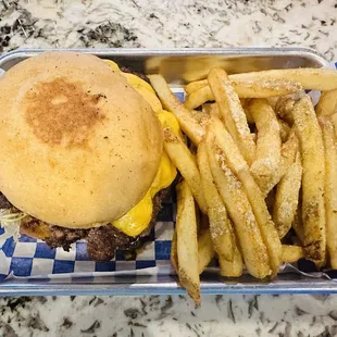 Clutch Burger and Side of Fries w/ Moon Dust