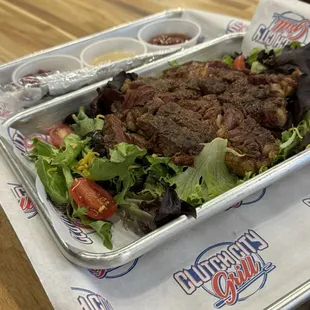 Grilled ribeye steak salad