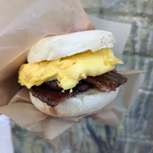 Chorizo Muff sub bacon add egg