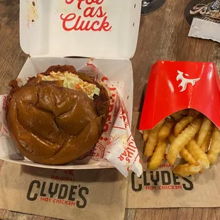 Clyde&apos;s Original sandwich with crinkle fries
