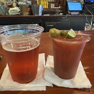 Local lager and a Bloody Mary