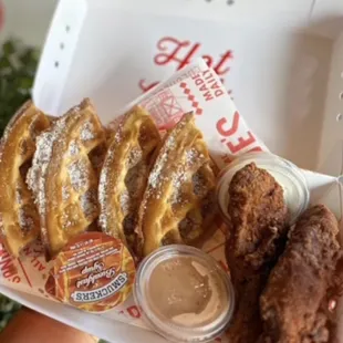 a tray of fried food
