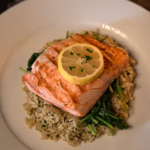 Grilled salmon.