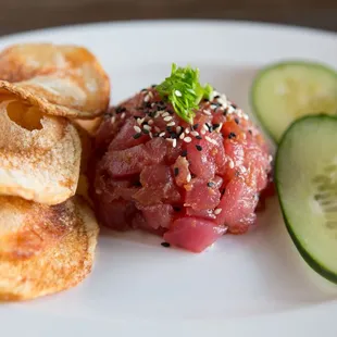 Poke-style ahi tuna tartare.