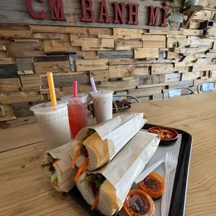 Grilled Chicken Banh Mi  &amp; Boba - Lavender, Passionfruit