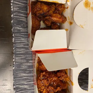 Spicy garlic wings and hot chicken tenders