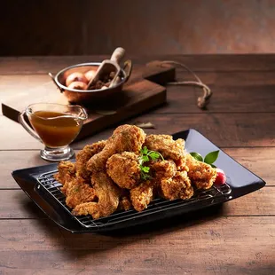 a plate of fried chicken