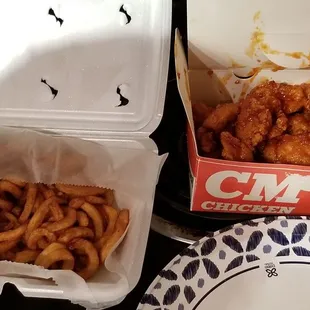 Garlic Spicy Chicken with curly fries