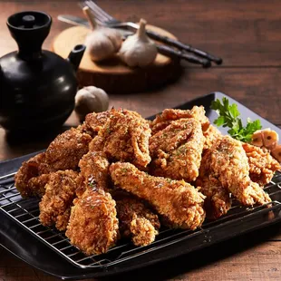 Garlic Soy Tikkudak Tikku Oven Chicken Tossed In A Sweet And Savory Soy-Garlic Glaze. https://www.cmchickenlahabra.com/