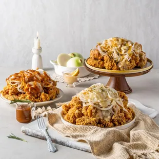 two plates of food on a table