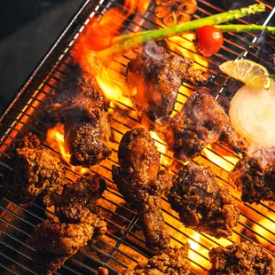 a close up view of the meat on the grill