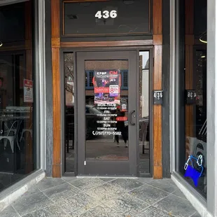 the entrance to the restaurant