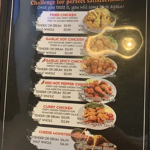the original chicken menu
