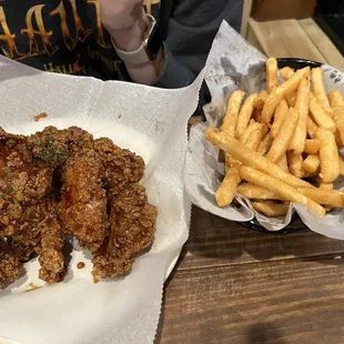Garlic Soy Wings and Fries