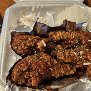 #2 lunch (3 drumsticks, cole slaw, rice)