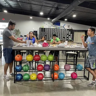 Eating area, bowling lanes