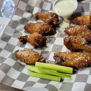 Parmesan garlic wings &amp; loaded curly fries!!
