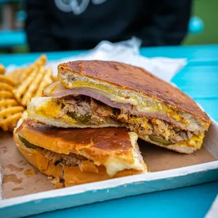 whole hog cubano &amp; waffle fries