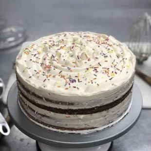 Pride cake, buttermilk cream frosting and blueberry house made preserves. Best cake in the local cluster. (Universe)