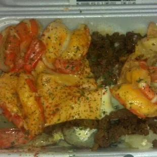 Scampi &amp; steak potato Oooowee