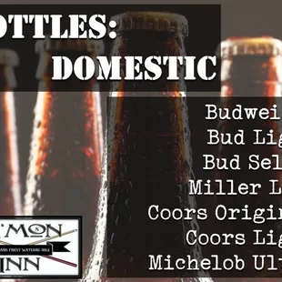 bottles of beer with the words bottles domestic