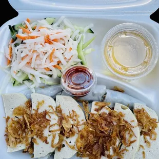 Bánh cuon (steamed rice roll with ground pork, wood ear mushrooms, pork patties, fried shallots) $9.95