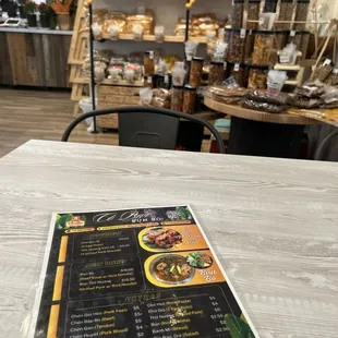 Co ba menu! And the snack corner!