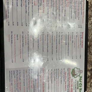 menu