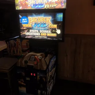 a game machine in a dimly lit room