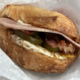 Croissant breakfast sandwich