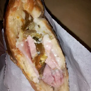 Jalapeño, ham &amp; cheese croissant - lots of jalapeños and the ham is thick..it ain't no thin sliced, pre-packaged deli meat. :)