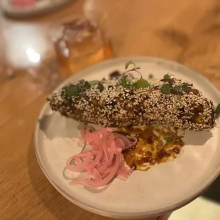a plate of food on a table