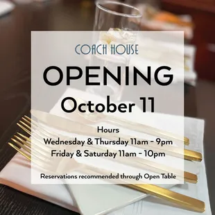 Opening October 11, 2023!