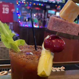 a bloody drink on a table
