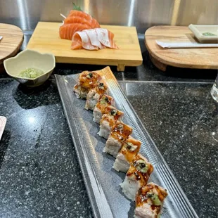 Bluefin Truffle Roll + sashimi