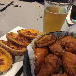 Wings, potato skins, and beer!